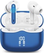 Wireless Earbuds, Bluetooth 5.4 Headphones in Ear with HiFi Stereo Deep Bass, 4 ENC Noise Cancelling Mic Wireless Earphones 40H, in-Ear Earbud Bluetooth Dual LED Display IP7 Waterproof, Dark Blue