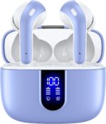 TAGRY Bluetooth Headphones True Wireless Earbuds 60H Playback LED Power Display Earphones with Wireless Charging Case IPX5 Waterproof in-Ear Ear buds with Mic for TV Smart Phone Laptop Computer Sports
