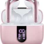 TAGRY Bluetooth Headphones True Wireless Earbuds 60H Playback LED Power Display Earphones with Wireless Charging Case IPX5 Waterproof in-Ear Ear buds with Mic for TV Smart Phone Laptop Computer Sports
