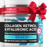 SimplyVital Collagen, Retinol & Hyaluronic Acid Cream - Anti-Aging Face Moisturizer for Face, Firming Skin Care Neck & Décolleté - Made in USA, Daily Moisturizer Face Cream Day & Night - 1.7 fl.oz.