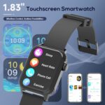 Smart Watch for Men, 120 Sports Modes Smartwatch with 1.83" HD Touchsreen, IP67 Waterproof, Sleep Monitor, Bluetooth Call & Music Control Fitness Watch for Android/iPhone (Black) - Image 3