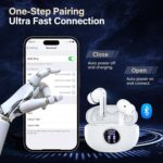 Wireless Earbuds, Bluetooth 5.3 Headphones HiFi Stereo 50H Playback LED Digital Display Ear Buds with ENC Noise Canceling Headset, IPX7 Waterproof Earphones for Gym/Running/Work (White) - Image 7