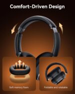 Active Noise Cancelling Headphones,120H Playtime Bluetooth 6.0 Wireless Headphones with Power Display & 6-Mic ENC Calls, 360° Spatial Audio Over Ear Headphones Foldable Headset for Travel Office Game - Image 9