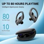occiam Sport Wireless Earbuds Bluetooth Headphones 80hrs Playtime Deep Bass Ear Buds with Earhook Noise Cancelling Mic Waterproof Earphones for Workout Running Black - Image 3