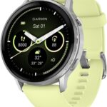 Garmin Venu® 4, 45mm, Advanced Health and Fitness GPS Smartwatch, Bright and Colorful Display, Built-in Flashlight, 12 Days of Battery Life, Silver with Citron Silicone Band