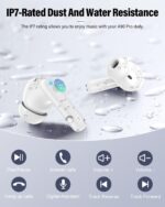 Wireless Earbuds, Bluetooth 5.4 Headphones Bass Stereo, Ear Buds with Noise Cancelling Mic, LED Display in Ear Earphones Clear Calls, IP7 Waterproof Bluetooth Earbuds for Phones/Sports/Laptop, White - Image 8