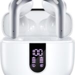TAGRY Bluetooth Headphones True Wireless Earbuds 60H Playback LED Power Display Earphones with Wireless Charging Case IPX5 Waterproof in-Ear Ear buds with Mic for TV Smart Phone Laptop Computer Sports