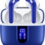 TAGRY Bluetooth Headphones True Wireless Earbuds 60H Playback LED Power Display Earphones with Wireless Charging Case IPX5 Waterproof in-Ear Ear buds with Mic for TV Smart Phone Laptop Computer Sports