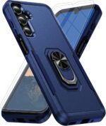 for Samsung Galaxy A17/A26 5G Phone Case [15 FT Military Grade Drop Protection] with 2X Tempered Glass Screen Protector, Heavy-Duty Shockproof Magnetic Kickstand Case for Galaxy A26 5G (Dark Blue)