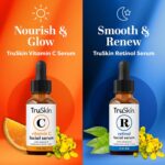 TruSkin Face Serum Duo – Vitamin C Serum & Retinol Serum for Face – AM & PM Anti Aging Skincare Routine – Brightening & Smoothing Facial Serums, 1 fl oz Each - Image 2
