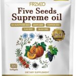 Five Seeds Supreme Oil, 300 Softgels | 5 in 1 Pumpkin Seed Oil, Pure Sea Buckthorn, Grape, Flax, Black Seeds | Cold Pressed, Supports Hair, Urinary, Bladder & Prostate Health