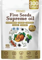 Five Seeds Supreme Oil, 300 Softgels | 5 in 1 Pumpkin Seed Oil, Pure Sea Buckthorn, Grape, Flax, Black Seeds | Cold Pressed, Supports Hair, Urinary, Bladder & Prostate Health