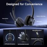 (2026 Upgraded) Wireless Headset with Mic for Work, Bluetooth Headset with Noise Canceling Microphone, Wireless Headphones with Mic and USB Dongle and Mute, Fit for Computer/PC/Teams - Image 5