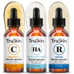 TruSkin Face Serum Trio – Vitamin C, Retinol & Hyaluronic Acid Anti-Aging Serums for Face – AM, PM & All-Day Skincare Routine – Brightening, Smoothing & Hydrating Facial Serums, 1 fl oz Each