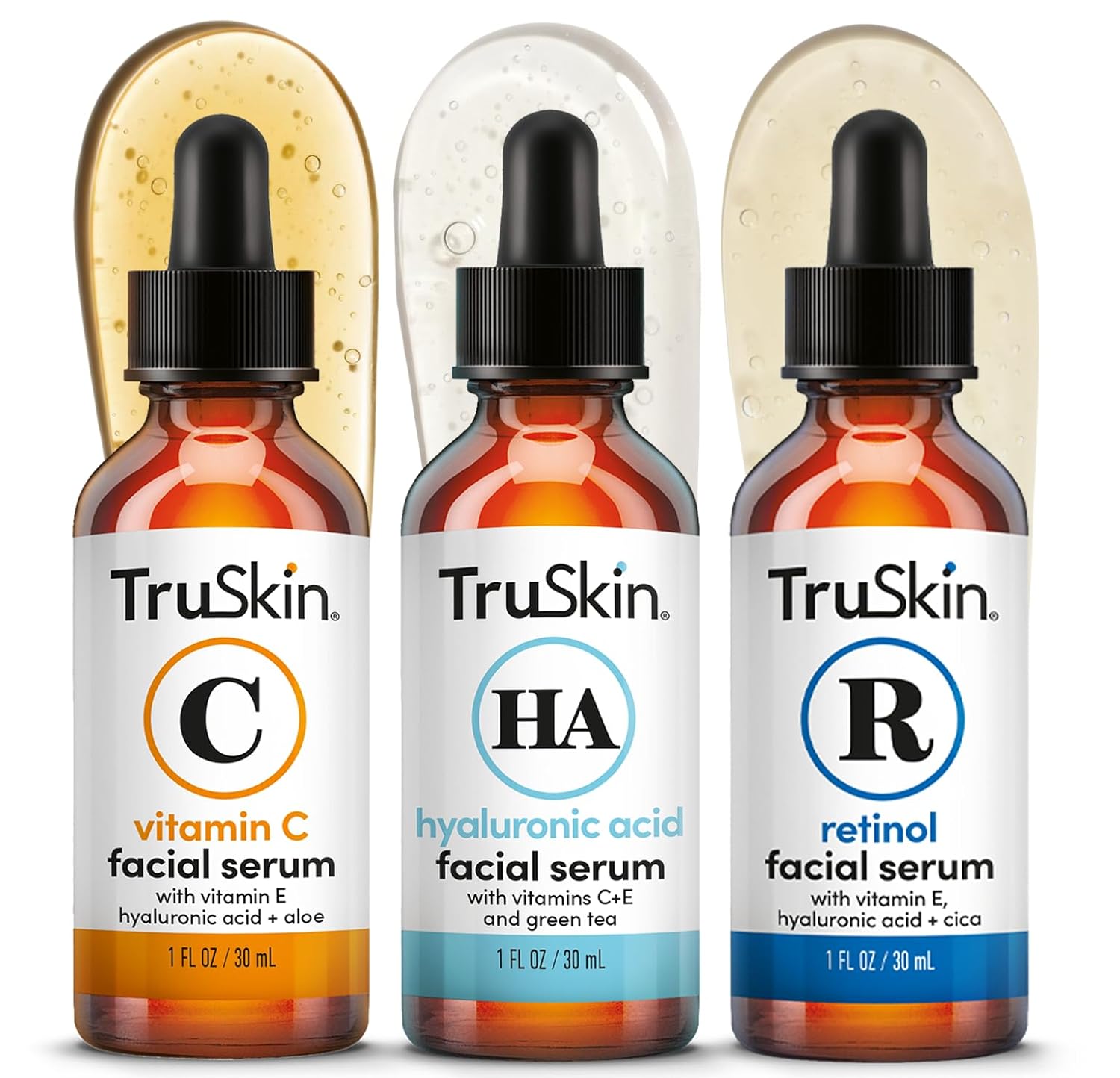 71AdSHbVV7L._SL1500_.jpg TruSkin Face Serum Trio – Vitamin C, Retinol & Hyaluronic Acid Anti-Aging Serums for Face – AM, PM & All-Day Skincare Routine – Brightening, Smoothing & Hydrating Facial Serums, 1 fl oz Each - Image 1