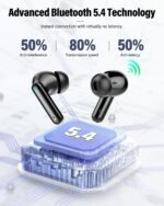 Wireless Earbuds, Bluetooth 5.4 Headphones Bass Stereo, Ear Buds with Noise Cancelling Mic, LED Display in Ear Earphones Clear Calls, IP7 Waterproof Bluetooth Earbuds for Phones/Sports/Laptop, Black - Image 4