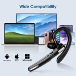 Bluetooth Headset, Wireless Bluetooth Earpiece V5.0 Hands-Free Earphones with Built-in Mic for Driving/Business/Office, Compatible with iPhone and Android (Black) - Image 4