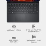 Dell 15 Laptop DC15255-15.6-inch FHD 120Hz Display, AMD Ryzen 5-7520U, 8GB LPDDR5 RAM, 512GB SSD, Radeon 610M Graphics, Windows 11 Home, Onsite Service - Carbon Black - Image 9