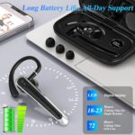 Bluetooth Headset, Wireless Bluetooth Earpiece with LED Display Charging Case, V5.3 Hands Free Noise Canceling Headphones with Dual-Mic for Computer/Laptop/Cell Phones/Home/Office/Trucker - Image 3