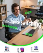 Bluetooth Headset, Wireless Headset with Mic for Work, Qualcomm Chipeset Dongle, V5.4 Headsets with Microphone for Work, Wireless Noise Cancelling Headphones Busy/Mute Light for PC Computer Office WFH - Image 7