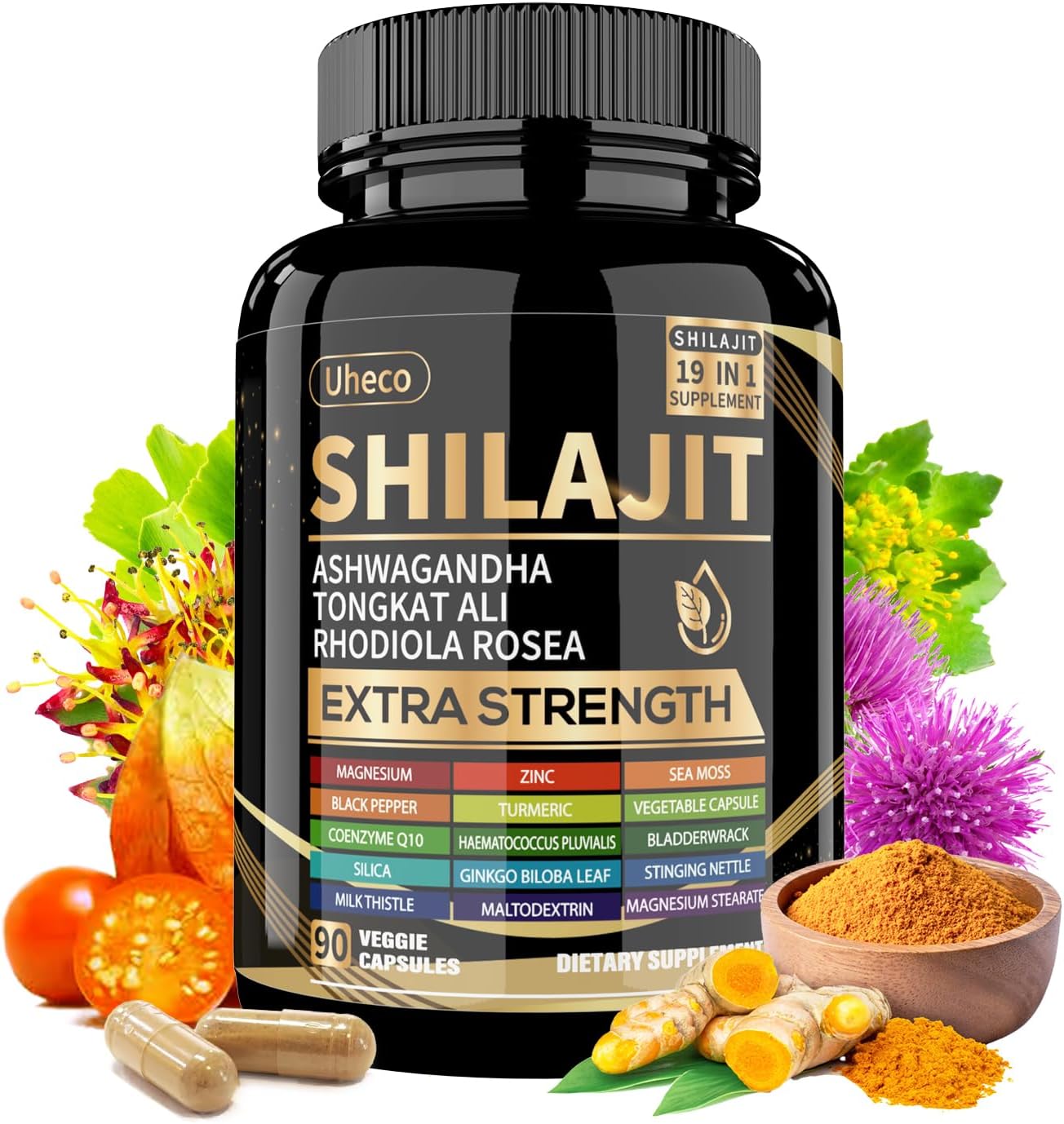 71YVb8RLi7L._AC_SL1400_.jpg Shilajit Supplement with Sea Moss, Ashwagandha, Tongkat Ali - Shilajit Pure Himalayan Organic Fulvic Acid Capsules - 90 Count - Image 1