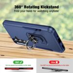 for Samsung Galaxy A17/A26 5G Phone Case [15 FT Military Grade Drop Protection] with 2X Tempered Glass Screen Protector, Heavy-Duty Shockproof Magnetic Kickstand Case for Galaxy A26 5G (Dark Blue) - Image 3