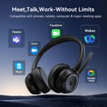(2026 Upgraded) Wireless Headset with Mic for Work, Bluetooth Headset with Noise Canceling Microphone, Wireless Headphones with Mic and USB Dongle and Mute, Fit for Computer/PC/Teams - Image 6