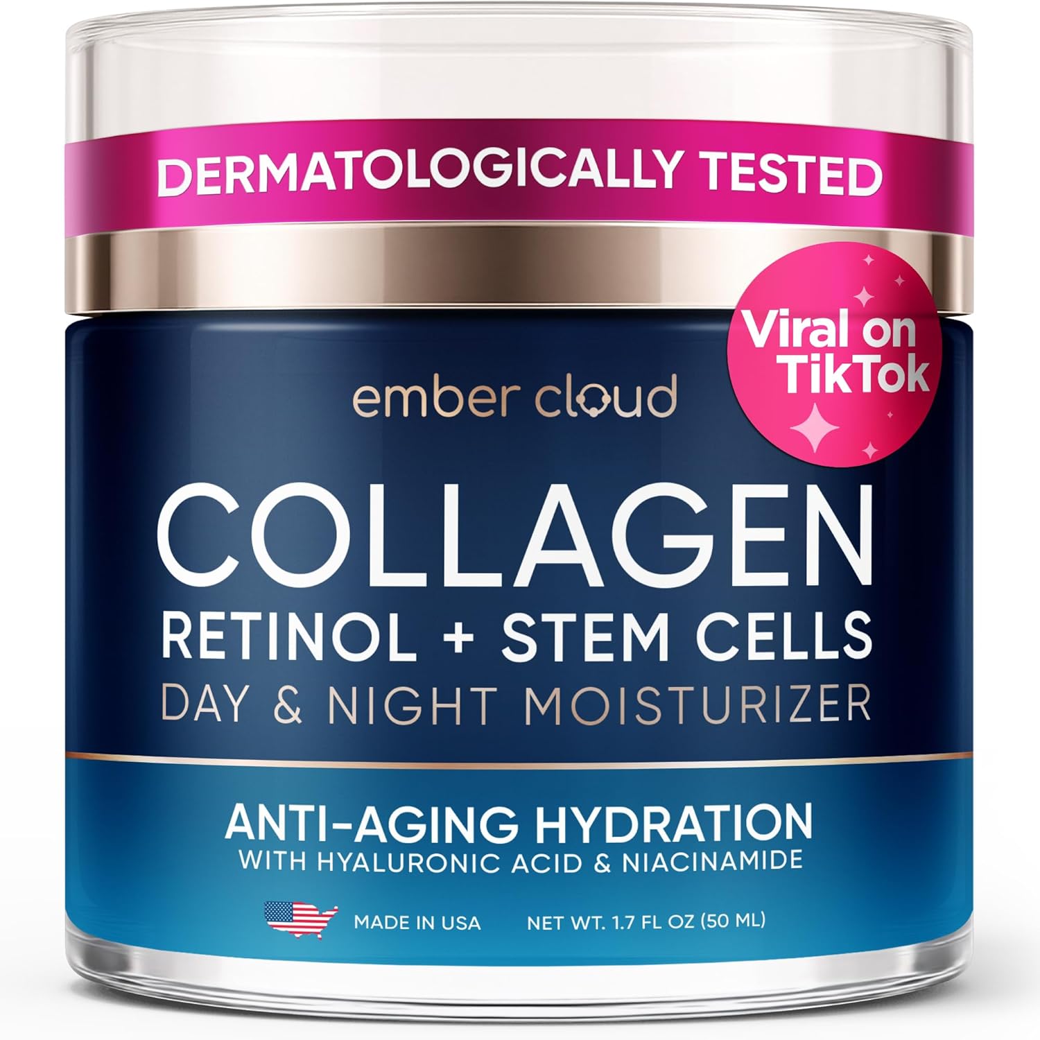 71cqmEtKRbL._SL1500_.jpg Collagen Face Cream with Stem Cells Retinol Hyaluronic Acid Niacinamide for All Skin Types - Anti-Aging Face Moisturizer with Airless Pump - Day & Night Cream for Wrinkles - Made in USA 1.7 Oz - Image 1