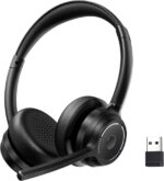(2026 Upgraded) Wireless Headset with Mic for Work, Bluetooth Headset with Noise Canceling Microphone, Wireless Headphones with Mic and USB Dongle and Mute, Fit for Computer/PC/Teams