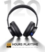 Picun B8 Bluetooth Headphones, 120H Playtime Headphone Wireless Bluetooth with 3 EQ Modes, Low Latency, Hands-Free Calls, Over Ear Headphones for Travel Home Office Cellphone PC Black - Image 3