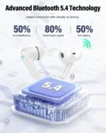 Wireless Earbuds, Bluetooth 5.4 Headphones Bass Stereo, Ear Buds with Noise Cancelling Mic, LED Display in Ear Earphones Clear Calls, IP7 Waterproof Bluetooth Earbuds for Phones/Sports/Laptop, White - Image 4