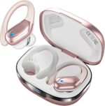 Wireless Earbuds, Sports Bluetooth Headphones, 80Hrs Playtime Ear Buds with LED Power Display, Noise Canceling Headset, IPX7 Waterproof Earphones for Workout/Running（Rose Gold）