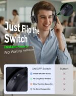 Bluetooth Headset, Wireless Headset with Mic for Work, Qualcomm Chipeset Dongle, V5.4 Headsets with Microphone for Work, Wireless Noise Cancelling Headphones Busy/Mute Light for PC Computer Office WFH - Image 8