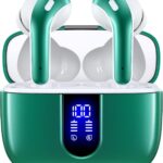 TAGRY Bluetooth Headphones True Wireless Earbuds 60H Playback LED Power Display Earphones with Wireless Charging Case IPX5 Waterproof in-Ear Ear buds with Mic for TV Smart Phone Laptop Computer Sports