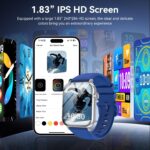 iBesi Smart Watches for Men Women, 1.83" HD Touchscreen Fitness Tracker with Bluetooth Calls, IP68 Waterproof, 120+ Sport Modes, 24/7 Heart Rate & Sleep Monitor for iPhone Android iOS (Blue) - Image 6