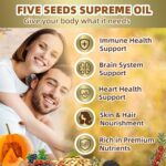 Five Seeds Supreme Oil, 300 Softgels | 5 in 1 Pumpkin Seed Oil, Pure Sea Buckthorn, Grape, Flax, Black Seeds | Cold Pressed, Supports Hair, Urinary, Bladder & Prostate Health - Image 2