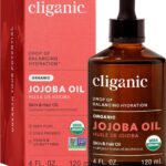 Cliganic Organic Jojoba Oil, 100% Pure (4oz) | Moisturizing for Face, Hair, Skin & Nails | Natural Cold Pressed Hexane Free | Base Carrier Oil