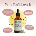 Kitsch Rosemary Oil for Hair Growth – Pre-Wash Hair Oil with Castor, Biotin, Jojoba – Hair Care, Adds Shine, Strengthens Roots, Scalp Treatment | Ideal Gifts for Women – Lavender Scent, 60mL - Image 3