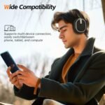 Hybrid Active Noise Cancelling Bluetooth Headphones,Bluetooth 6.0 Over Ear Wireless Headphones with 60H Playtime, Hi-Res Audio, Deep Bass, Memory Foam Ear Cups for Home Office Travel Black - Image 2