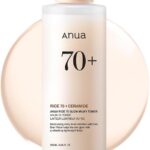 Anua Rice 70 Glow Milky Toner, Glass & Dewy Skin, Hydrating & Barrier Care, Rice Water, Niacinamide, Ceramides, All Skin Types, Fragrance-Free, Non Comedogenic, Korean Skincare, 8.45 fl.oz.