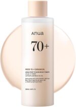 Anua Rice 70 Glow Milky Toner, Glass & Dewy Skin, Hydrating & Barrier Care, Rice Water, Niacinamide, Ceramides, All Skin Types, Fragrance-Free, Non Comedogenic, Korean Skincare, 8.45 fl.oz.