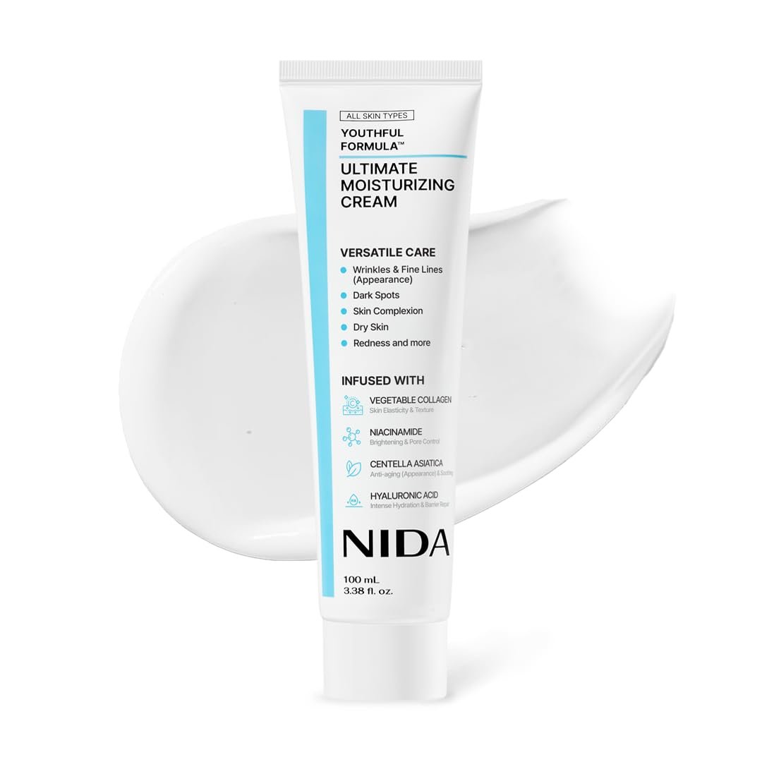 51m90yCdN2L._SL1080_.jpg NIDA Youthful Formula™ Ultimate Moisturizing Cream | Centella Asiatica, Niacinamide, Hyaluronic Acid, Collagen | Wrinkles, Fine Lines, Dark Spots, Dry Skin, Redness | 3.38 fl. oz., 100ml (New Formula) - Image 1