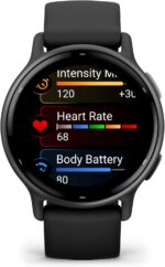 Garmin Vívoactive 5, Health and Fitness GPS Smartwatch, AMOLED Display, Up to 11 Days of Battery, Slate Aluminum Bezel with Black Case and Silicone Band - Image 2