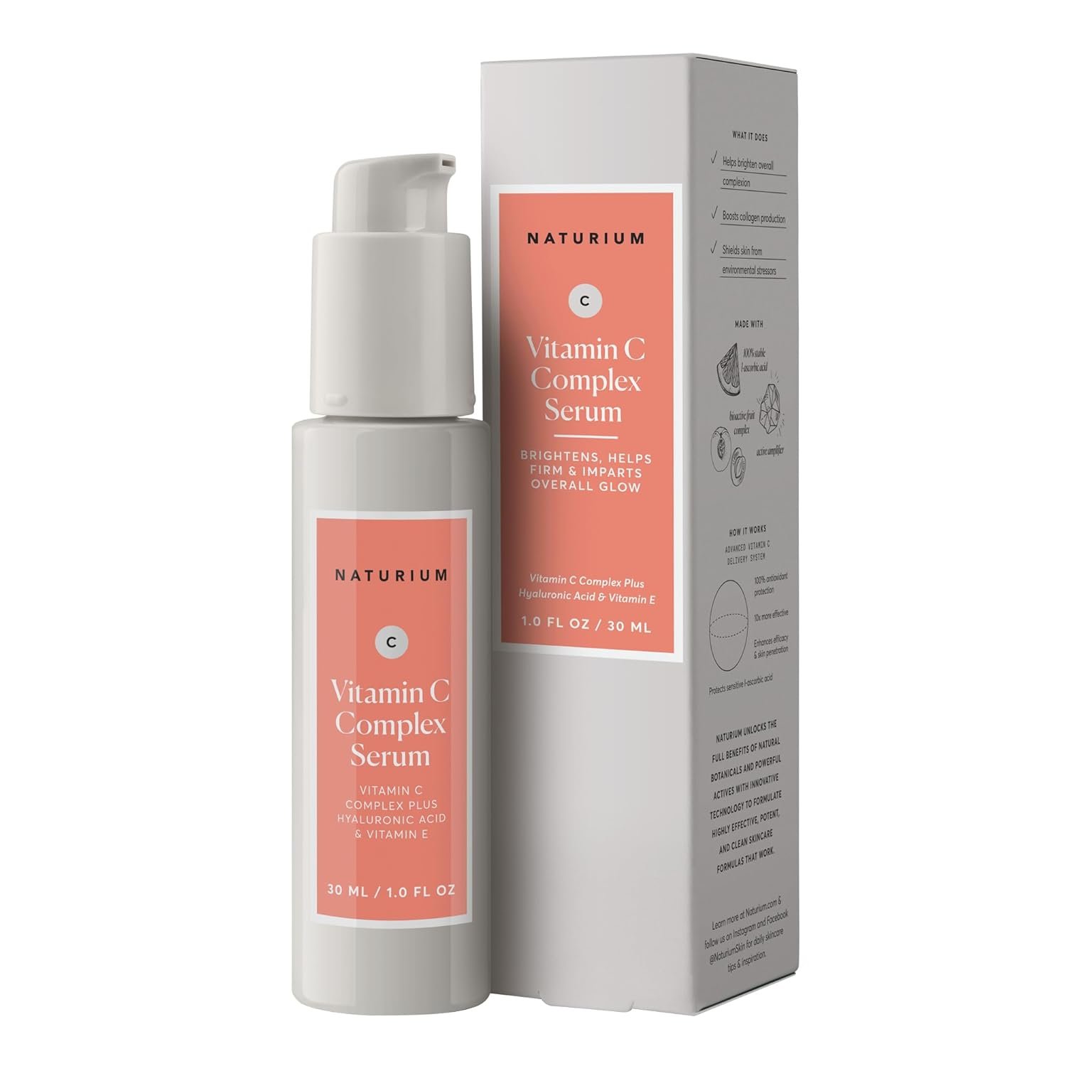 615BMinvqsL._SL1500_.jpg Naturium Vitamin C Complex Face Serum, Anti-Aging Facial Treatment with Hyaluronic Acid & Vitamin E, 1 oz - Image 1