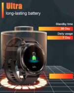 Military Smart Watches for Men(Answer/Make Calls), 1.39" HD Fitness Watch, 24/7 Heart Rate Sleep Monitor, Smart Watch for Men,114+ Sport Modes, IP68 Waterproof Smartwatch for Android iOS, 30Day, Black - Image 5