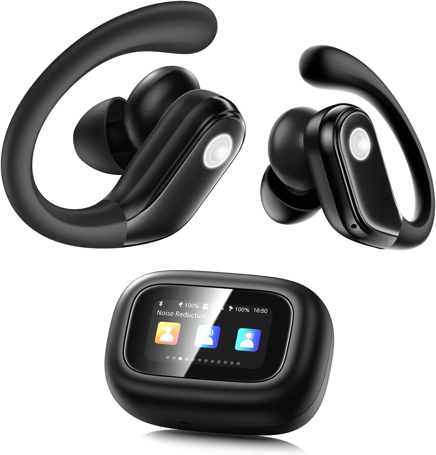 61BDguPp4OL._AC_SL1500_.jpg Wireless Earbuds, ENC Noise Cancelling Sport Ear Buds with Smart Charging Case, Bluetooth 5.4 Headphones, 5 EQ Over-Ear Earbuds for Sports/Workout/Gym-– Matte Black - Image 1