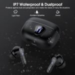 Wireless Earbuds, Bluetooth 5.4 Headphones HiFi Stereo, Bluetooth Earbuds with ENC Noise Cancelling Mic, IP7 Waterproof in Ear Earphones, 48H, LED Display Ear buds for Pad Phones Workout Sports, Black - Image 6