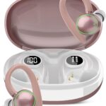 Wireless Earbuds, Bluetooth 5.4 Headphones Sport, Over Ear Buds With ENC Noise Cancelling Mic, 48H, Wireless Earphone With Earhooks, Stereo Deep Bass, IP7 Waterproof for Workout Running, Rose Gold