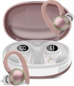 Wireless Earbuds, Bluetooth 5.4 Headphones Sport, Over Ear Buds With ENC Noise Cancelling Mic, 48H, Wireless Earphone With Earhooks, Stereo Deep Bass, IP7 Waterproof for Workout Running, Rose Gold