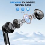 Wireless Earbuds, Bluetooth 5.4 Headphones HiFi Stereo with 4 HD Mic, 50H Playtime Bluetooth Earbuds with LED Display, IPX7 Waterproof Wireless Earphones, Touch Control Ear Buds,USB-C Black - Image 2